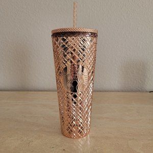 Starbucks 2023 Winter Holiday Jeweled Tumbler Cold Cup - Rose Gold 24 oz Vente